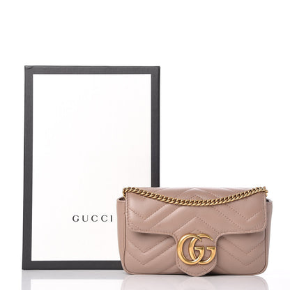 Gucci Calfskin Matelasse Super Mini GG Marmont Shoulder Bag Porcelain Rose 9 of 9
