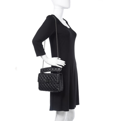 Valentino Garavani Craquele Nappa Medium Rockstud Spike Shoulder Bag Black 2 of 10