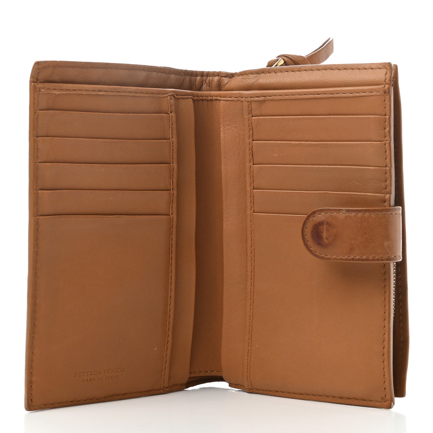 Nappa Intrecciato Continental Snap Wallet Noce