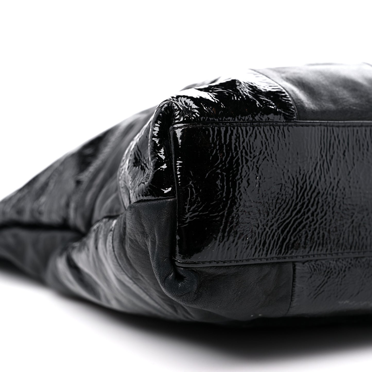 Lambskin Patent Calfskin Brooklyn Patchwork Extra Large Hobo Black