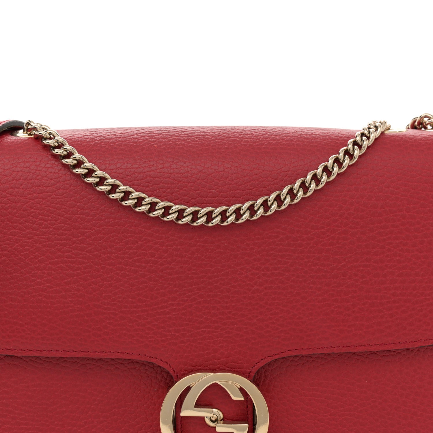 Gucci Dollar Calfskin Interlocking G Shoulder Bag Red 8 of 12