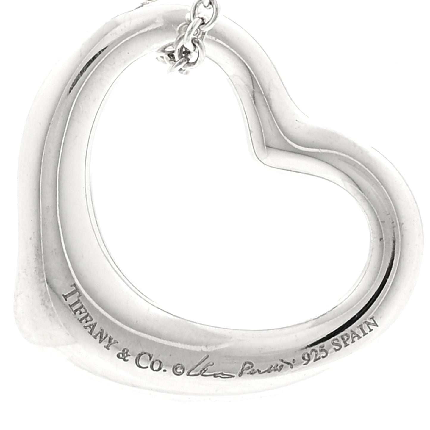 Sterling Silver 22mm Elsa Peretti Open Heart Pendant Necklace