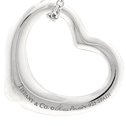 Tiffany Sterling Silver 22mm Elsa Peretti Open Heart Pendant Necklace 4 of 5