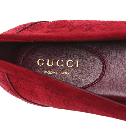 Gucci Suede Micro GG Horsebit Womens Kensington Moccasin Loafers 37  Rosso Ancora 9 of 11