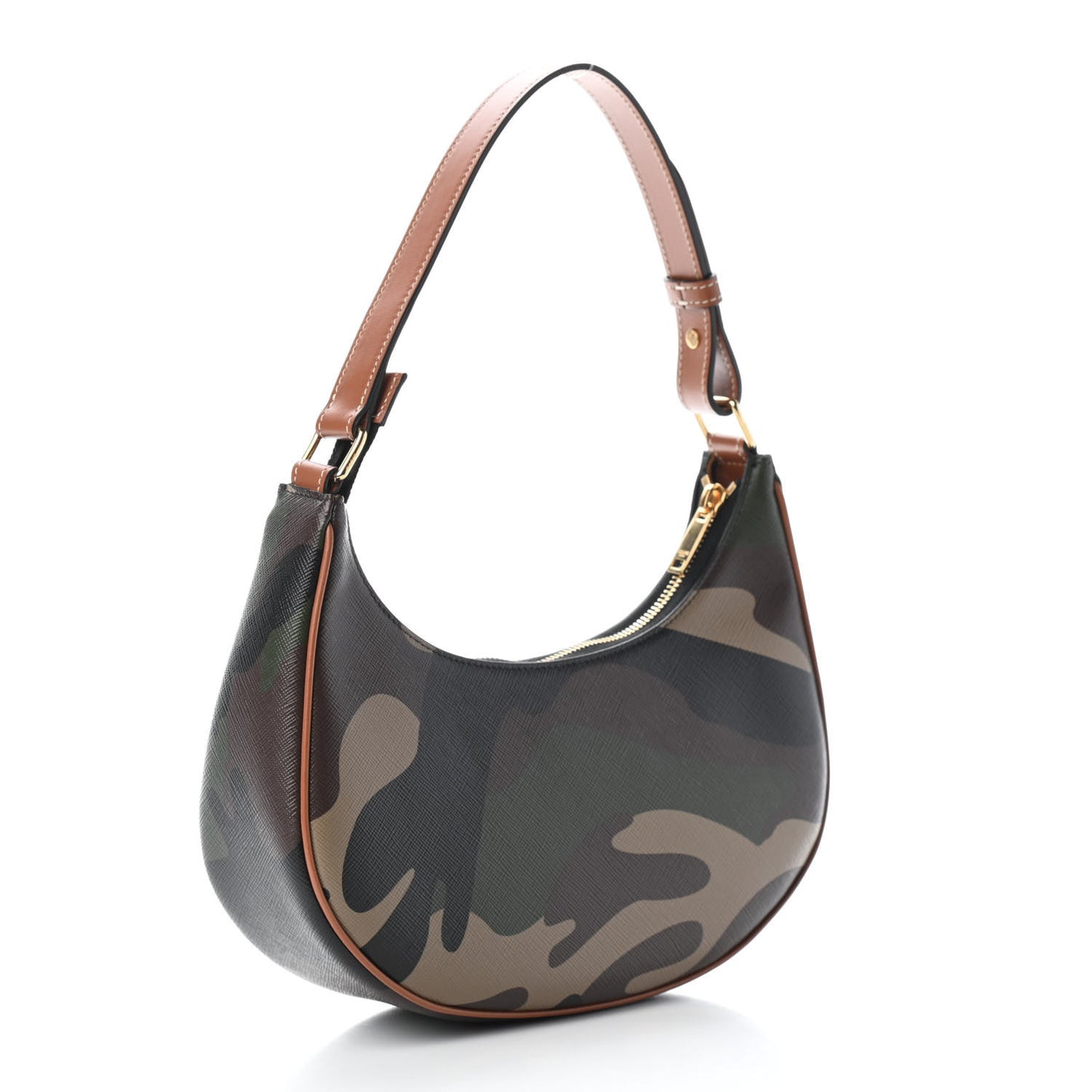 Canvas Calfskin Camouflage Ava Logo Triomphe Shoulder Bag Khaki