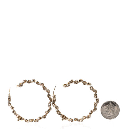 Chanel Metal CC Turnlock Chain Hoop Earrings Gold 2 of 4