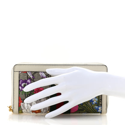 Gucci GG Supreme Monogram Flora Ophidia Zip Around Wallet White 2 of 9