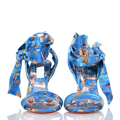 Christian Louboutin Crepe Satin Greekaba Du Desert 100 Sandal 40 Blue Multicolor 2 of 8