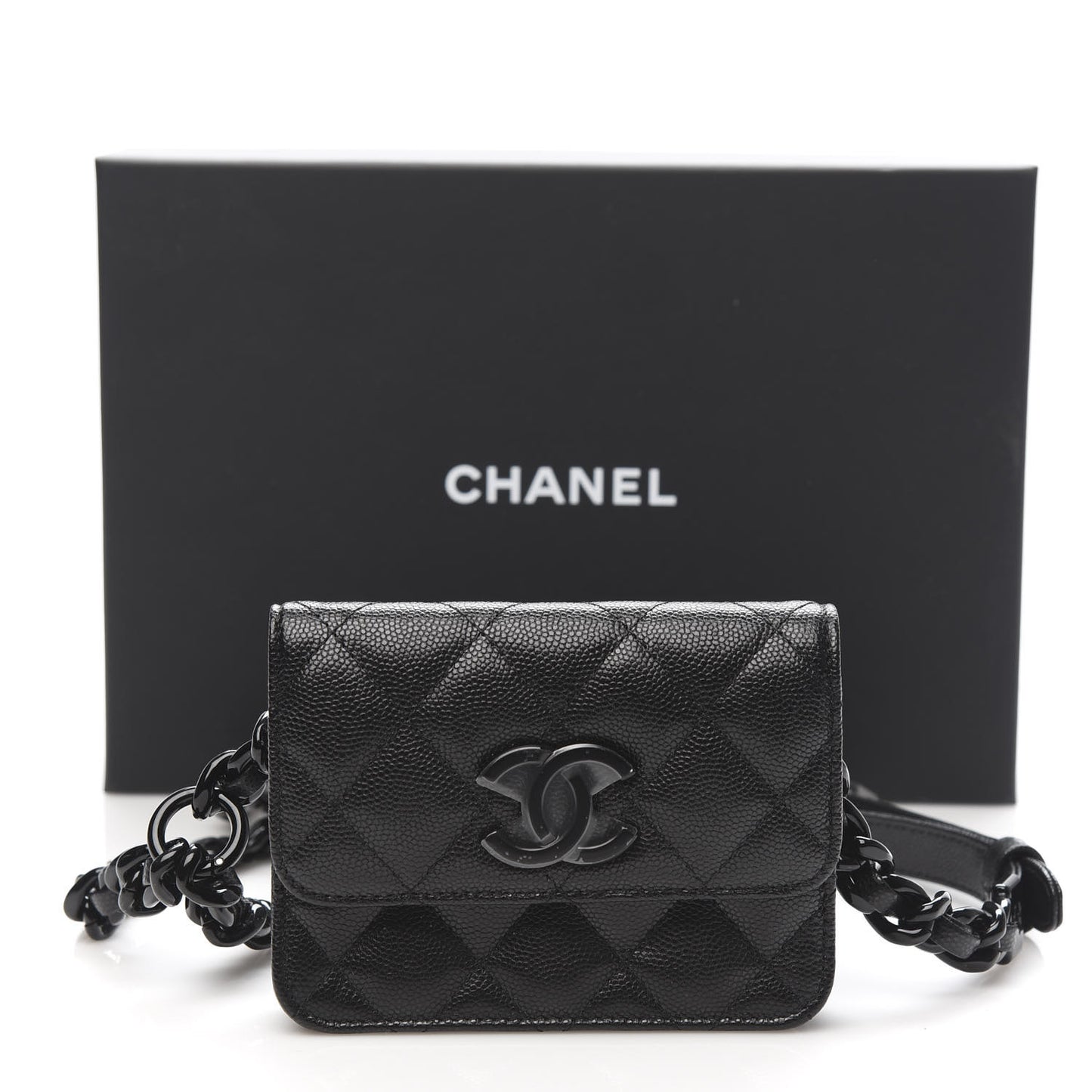 Caviar Quilted Incognito Belt Flap Card Holder Black