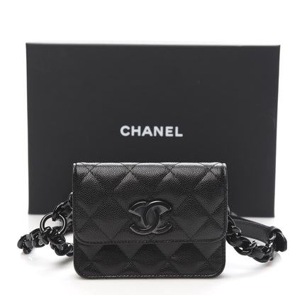 Chanel Caviar Quilted Incognito Belt Flap Card Holder Black 12 of 12