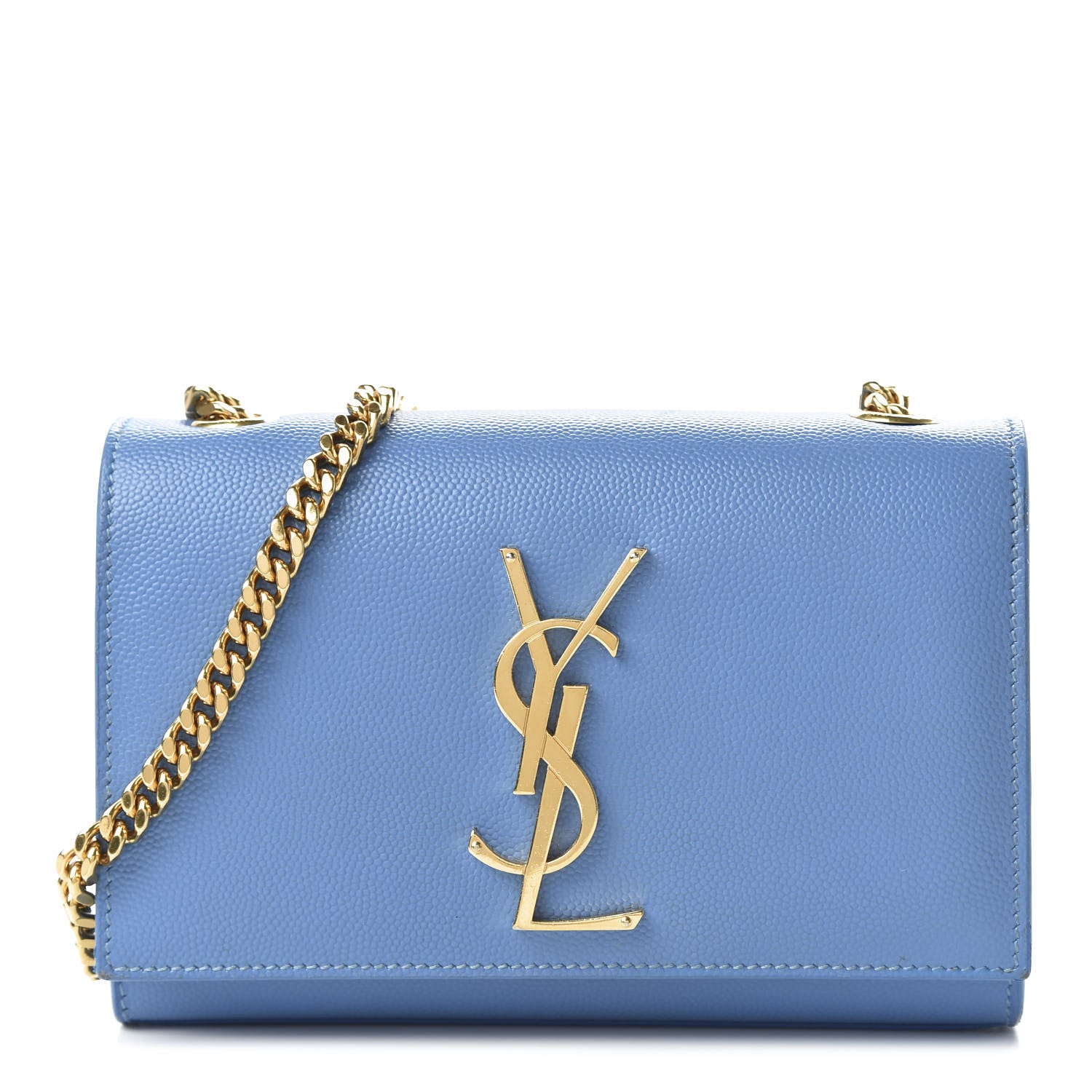 Saint Laurent Grain De Poudre Small Classic Monogram Kate Satchel Blue Clair 1 of 9