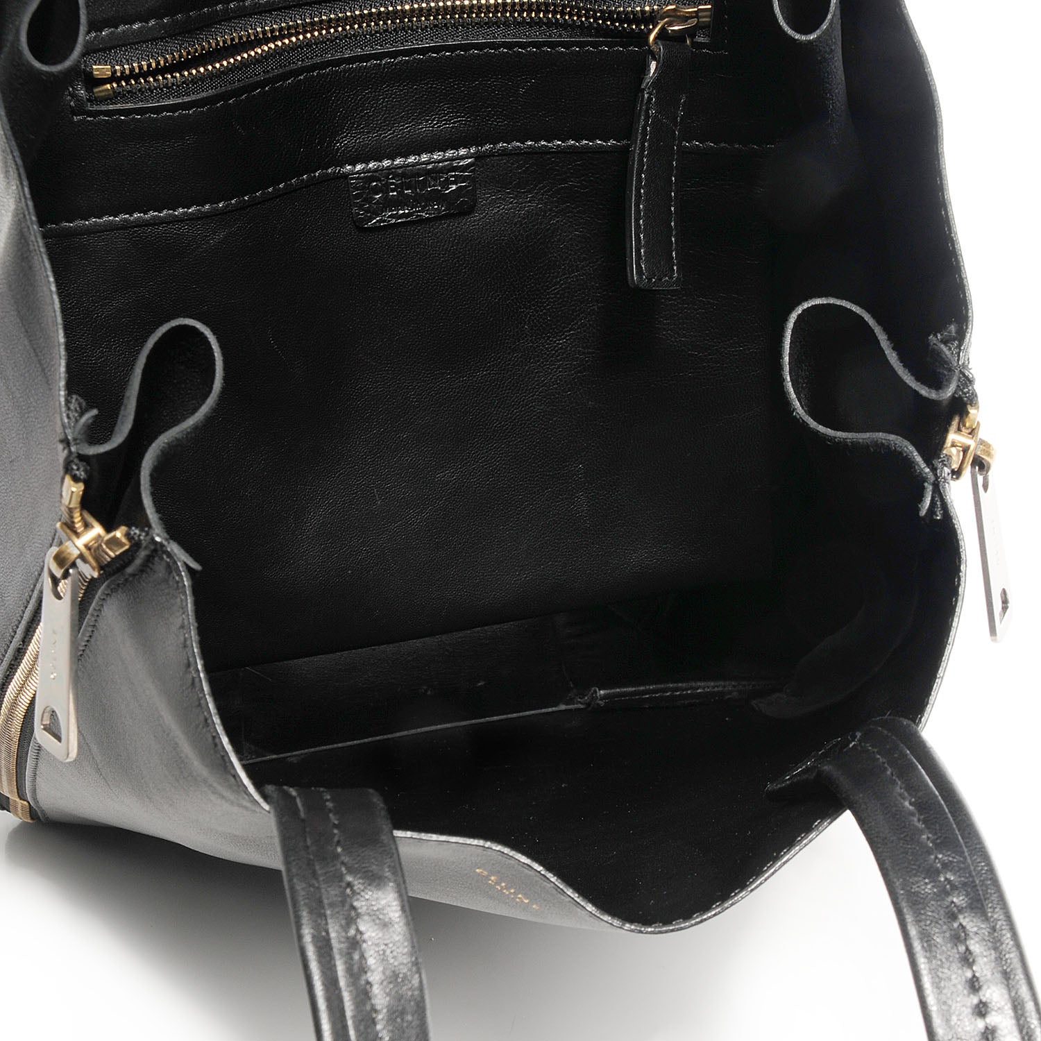 Celine Smooth Lambskin Small Vertical Zip Gusset Cabas Black 7 of 9