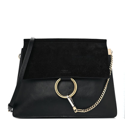 Chloe Suede Calfskin Medium Faye Shoulder Bag Black 1 of 9