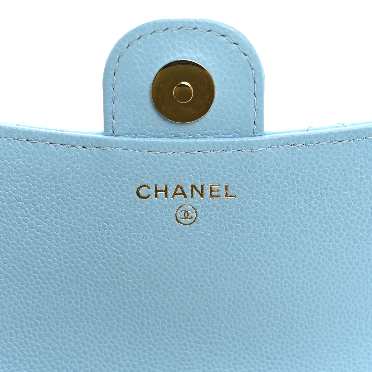 Chanel Caviar Quilted Flap Phone Holder With Chain Light Blue 6 of 14