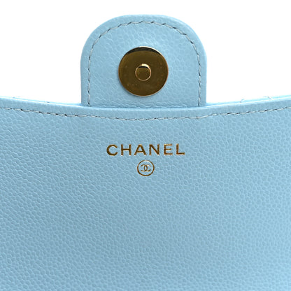 Chanel Caviar Quilted Flap Phone Holder With Chain Light Blue 6 of 14