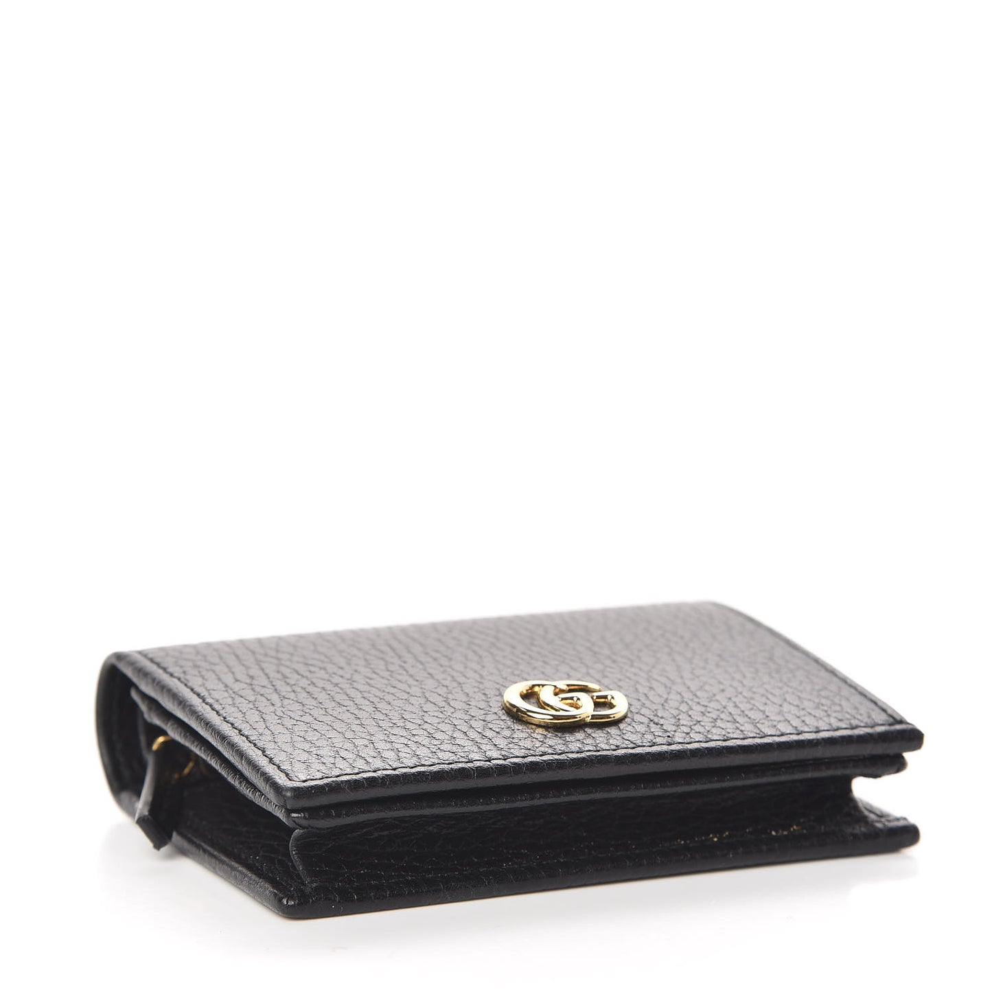 Pebbled Calfskin GG Marmont Card Case Black
