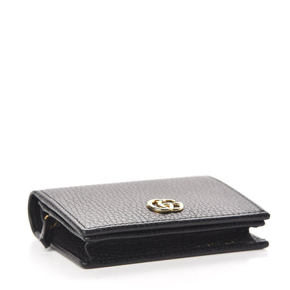 Gucci Pebbled Calfskin GG Marmont Card Case Black 4 of 7