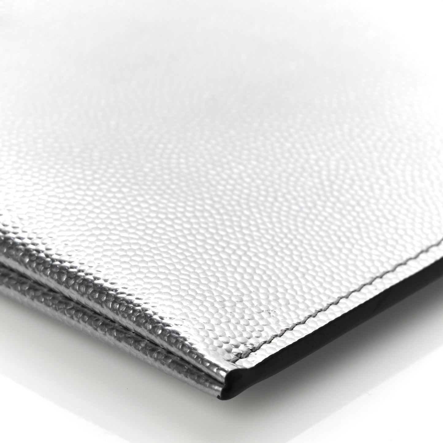 Metallic Grain De Poudre Monogram Bill Pouch Argento