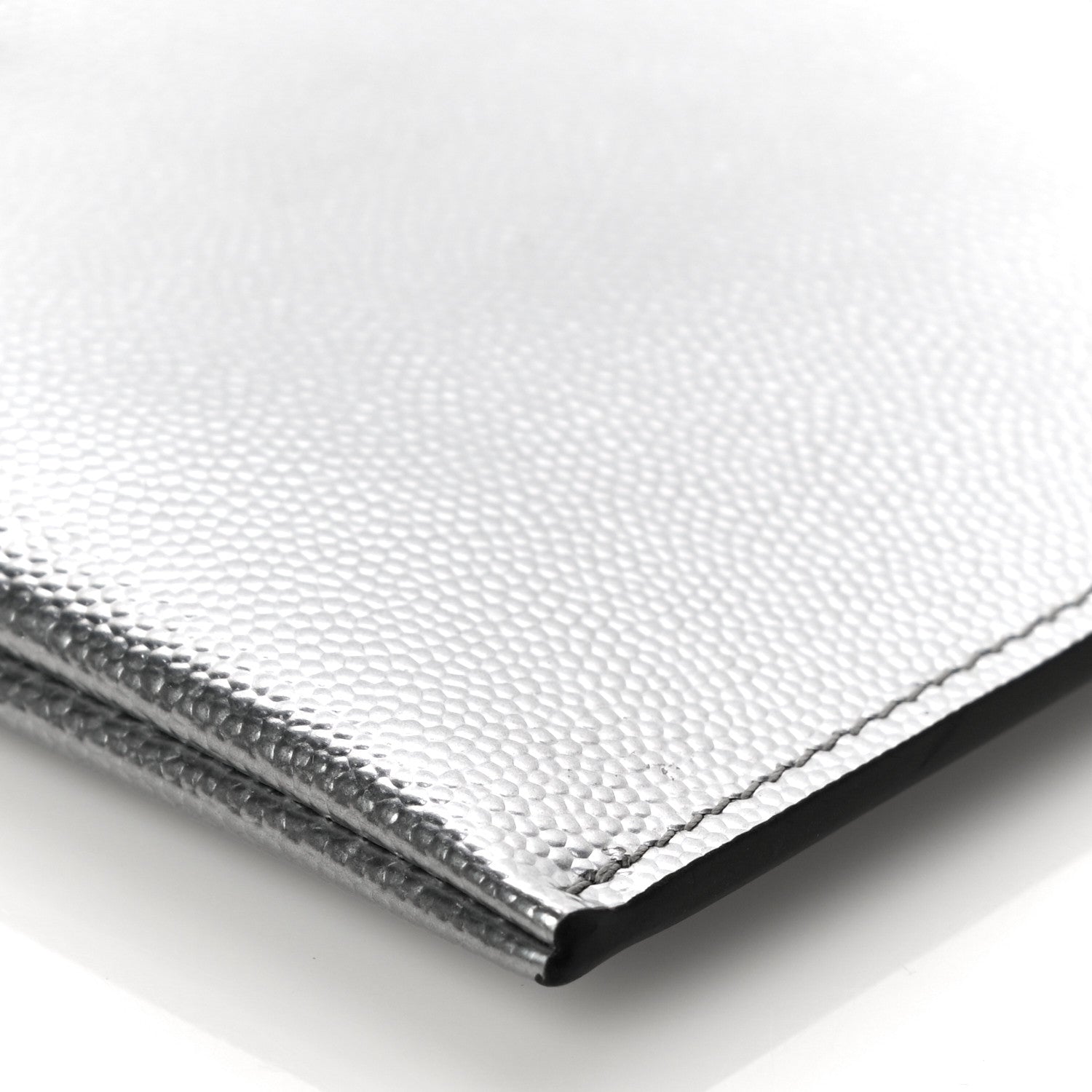 Saint Laurent Metallic Grain De Poudre Monogram Bill Pouch Argento 10 of 10