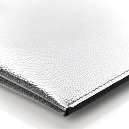Saint Laurent Metallic Grain De Poudre Monogram Bill Pouch Argento 10 of 10