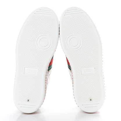 Gucci Laminated Nappa Crystal Web Bee Embroidered Trapuntata Womens Ace Platform Sneakers 36.5 Argento 5 of 8
