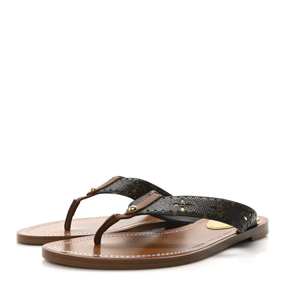 Louis Vuitton Monogram Sunny Flat Thong Sandals 38 Brown 4 of 9