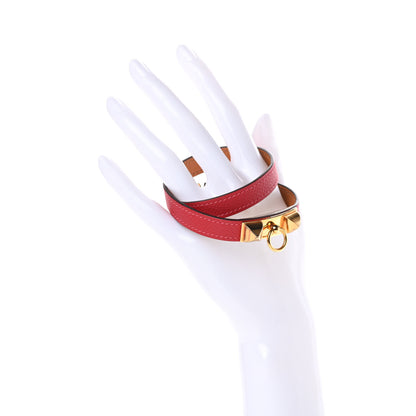 Hermes Epsom Rivale Double Tour Bracelet M Rouge Casaque 2 of 6