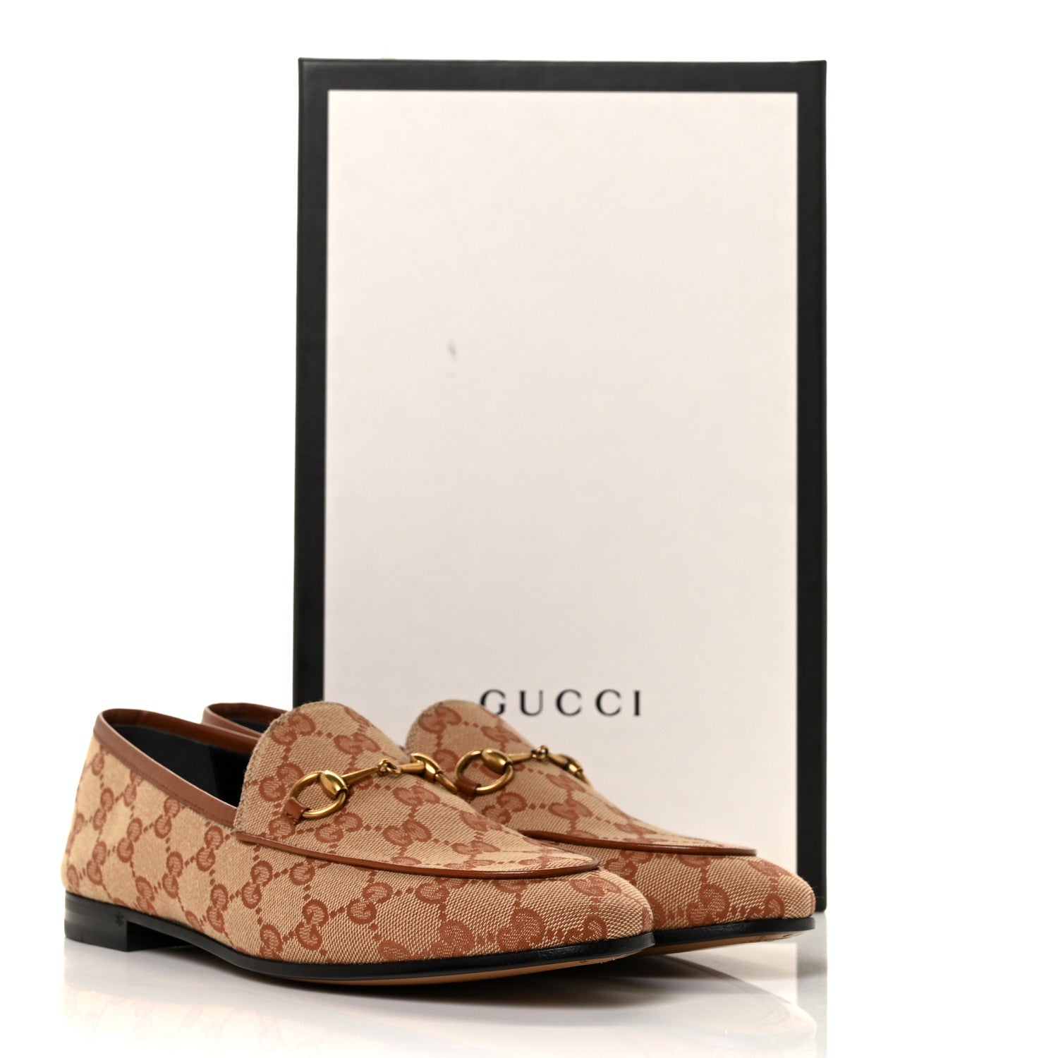 Gucci Canvas GG Monogram Horsebit Womens Jordaan Loafers 39.5 Beige Ruggine Rust 9 of 9