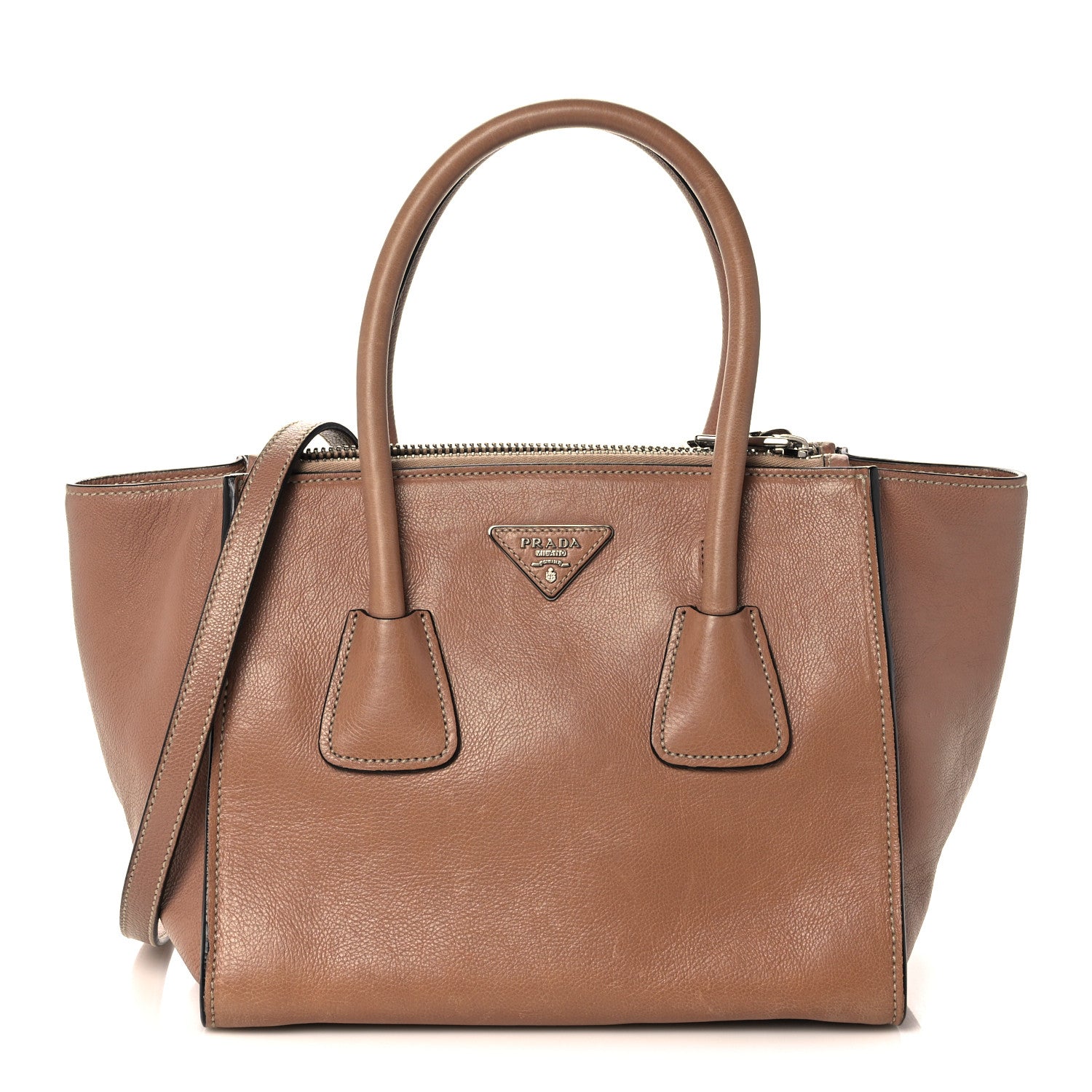 Prada Glace Calf Twin Pocket Tote Caramel 1 of 19