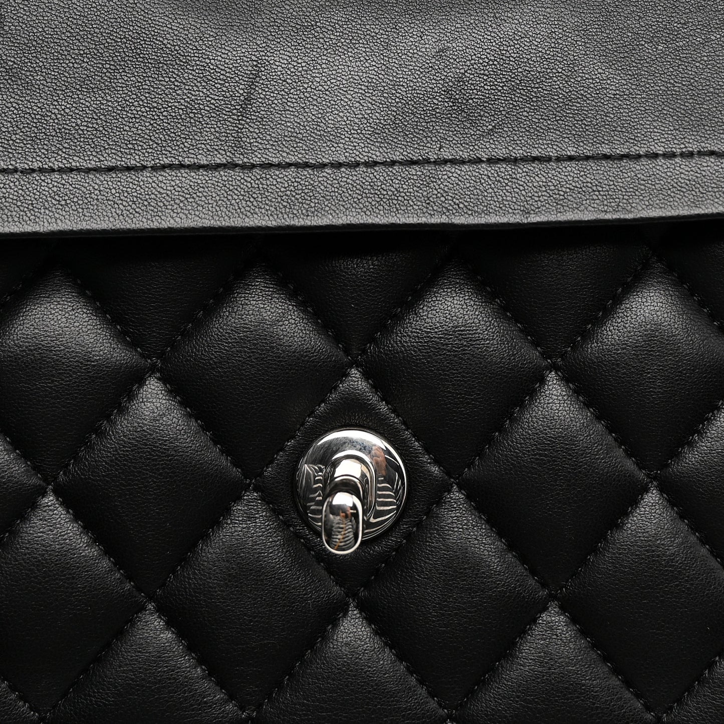 Lambskin Quilted Medium Double Flap Black
