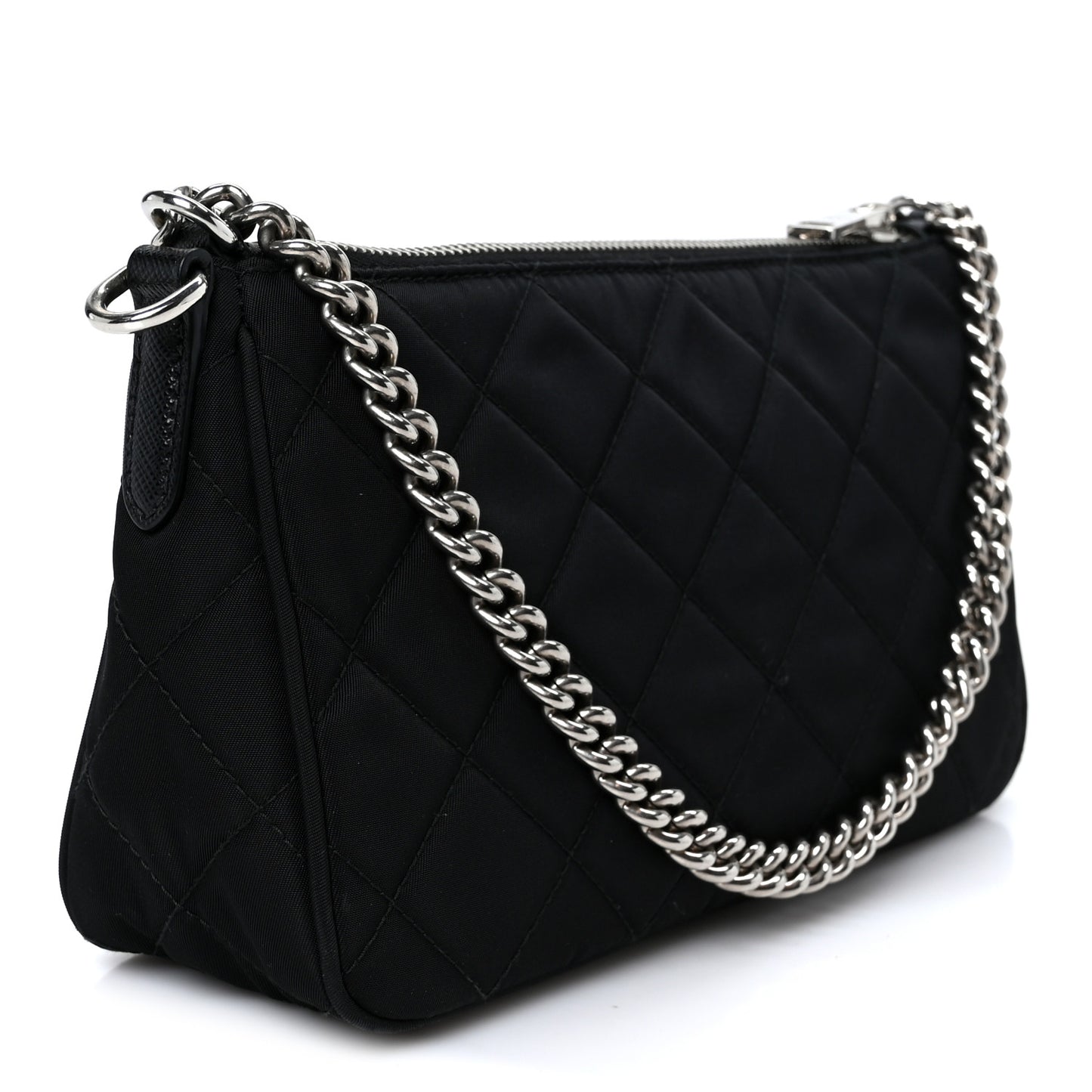 Nylon Tessuto Impuntu Quilted Crossbody Bag Black