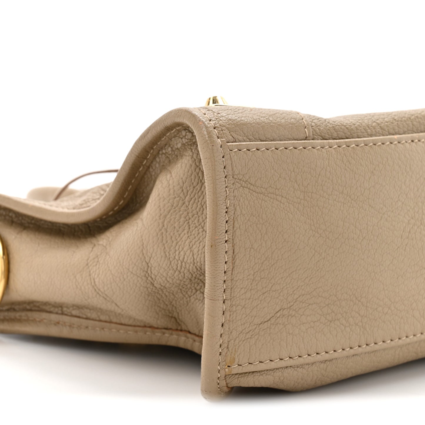 Chevre Gold Metallic Edge Hardware S City Beige Latte