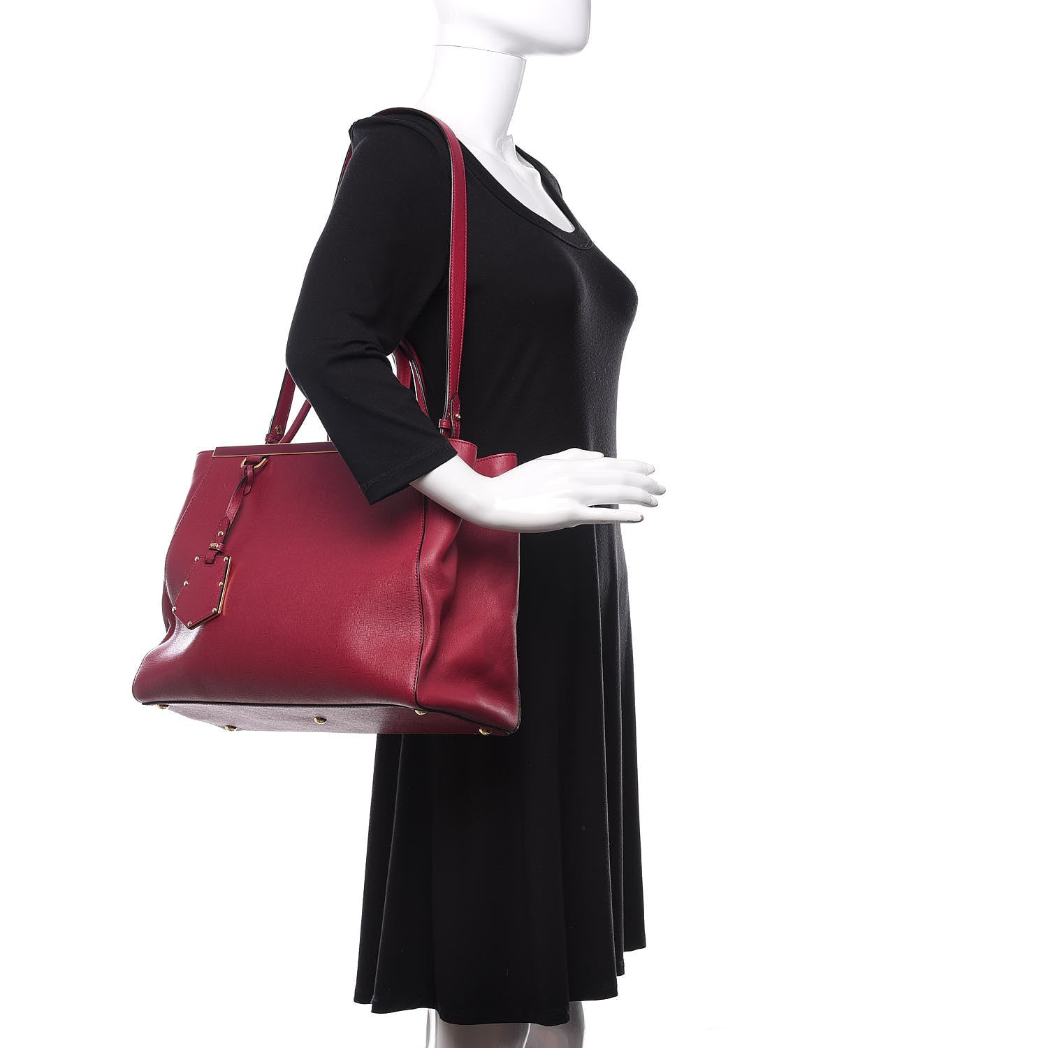 Fendi Vitello Elite Flamingo Regular 2Jours Tote Amarena 2 of 13
