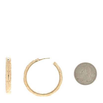 Chanel Crystal Quilted CC Hoop Earrings Gold 2 of 4