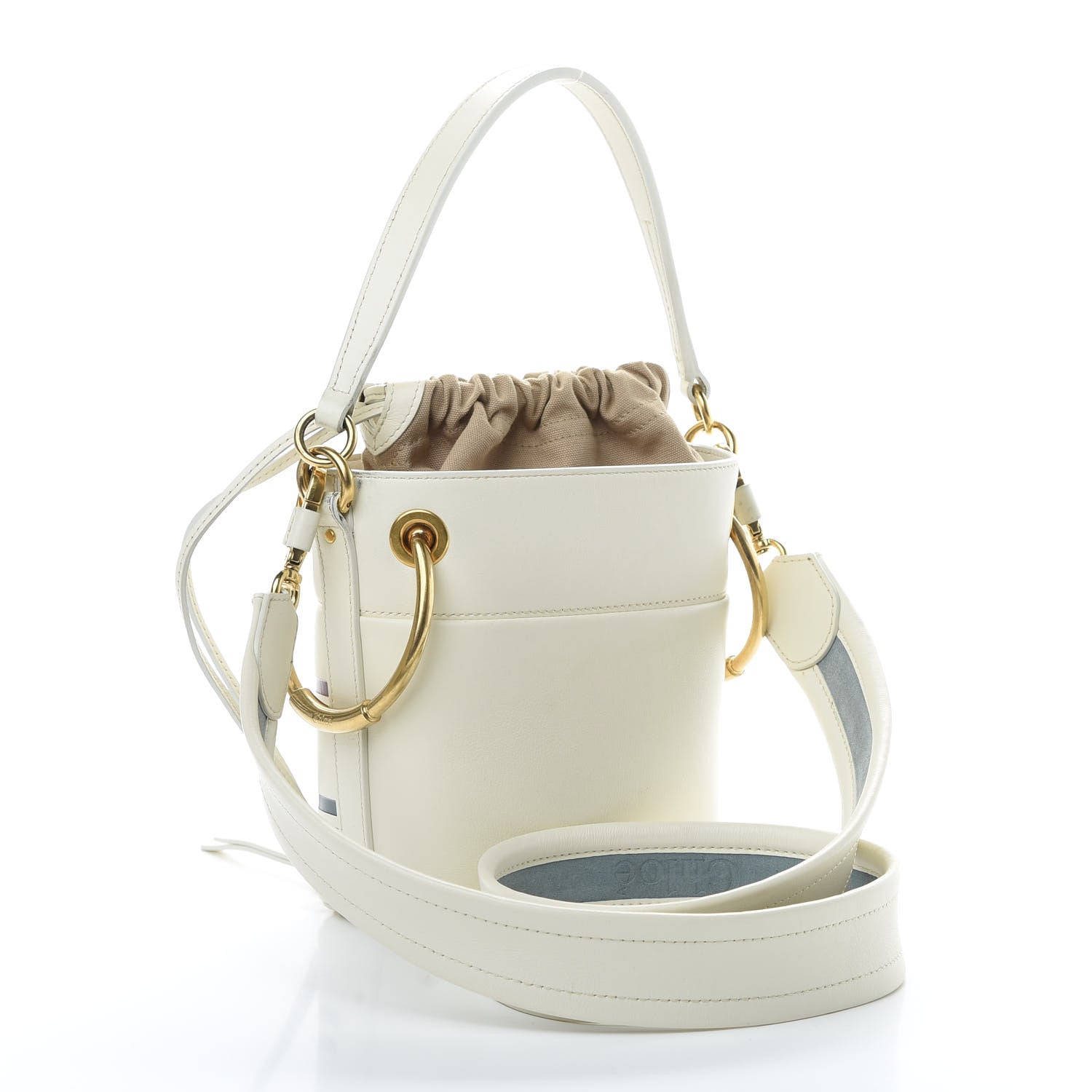 Chloe Calfskin Logo Mini Roy Bucket Bag Natural White 3 of 14