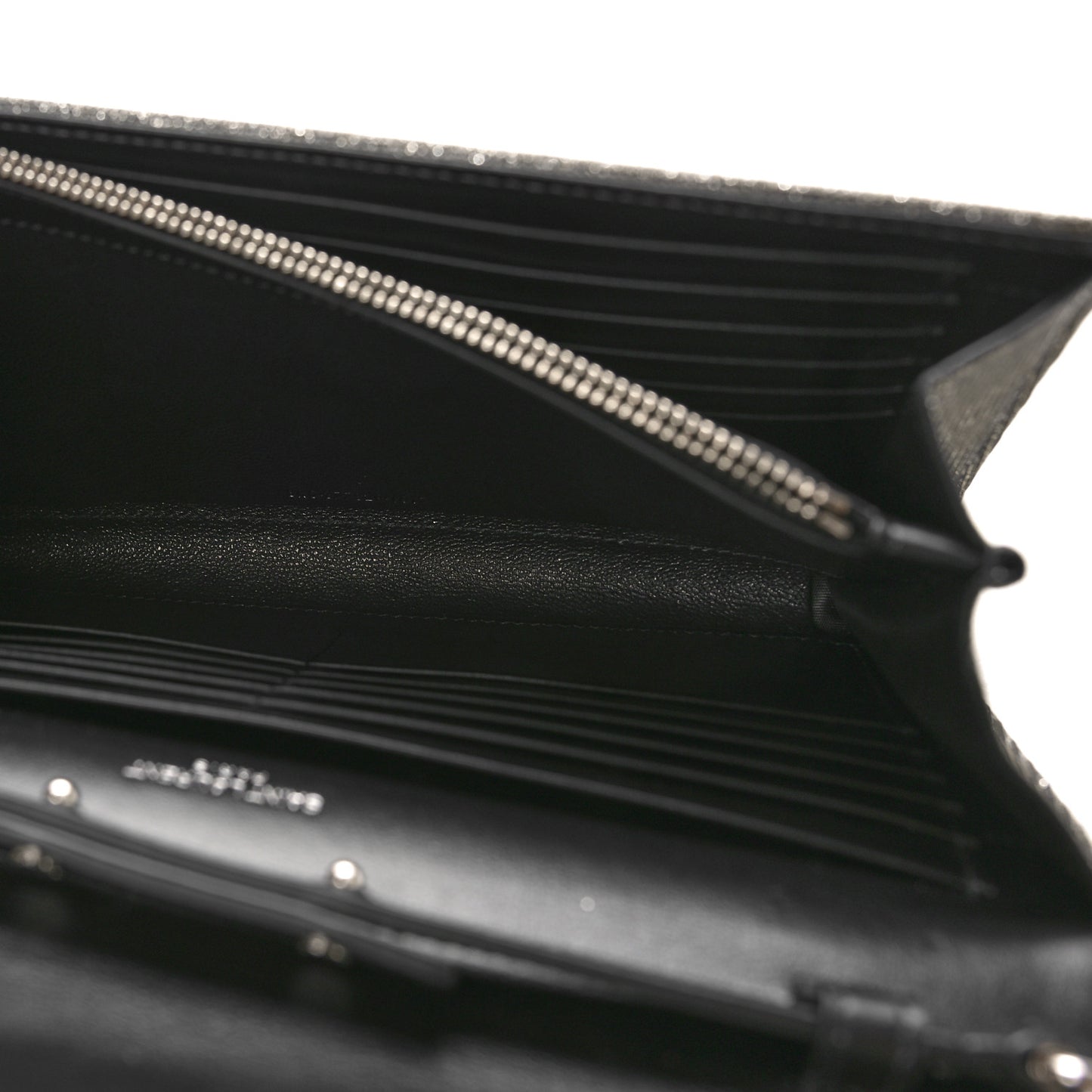 Metallic Sparkle Fabric Monogram Chain Wallet Anthracite