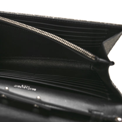 Saint Laurent Metallic Sparkle Fabric Monogram Chain Wallet Anthracite 5 of 9