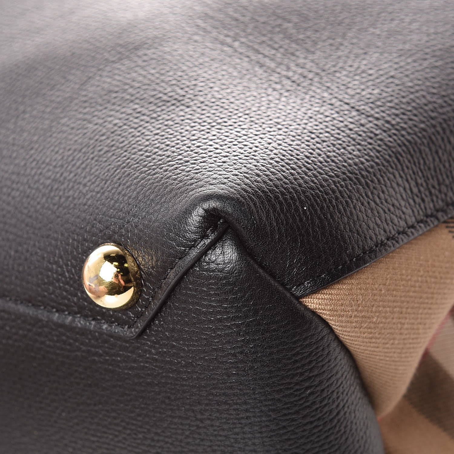Burberry Grainy Calfskin House Check Large Banner Tote Black 12 of 14