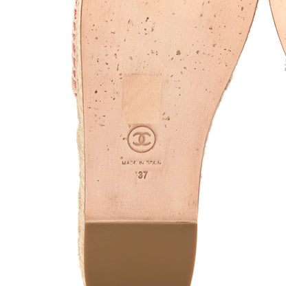 Chanel Lambskin Quilted CC Espadrille Slip On Sandals 37 Red 6 of 12