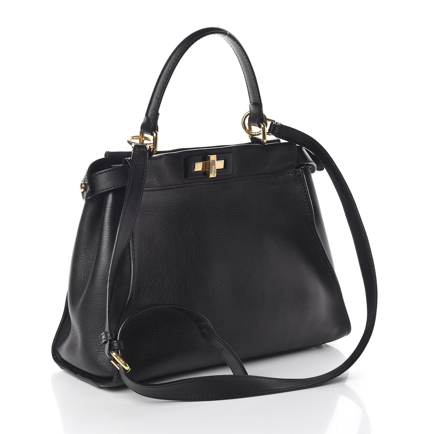 Vitello Seta Shiny Nappa Medium Peekaboo Iconic Satchel Black