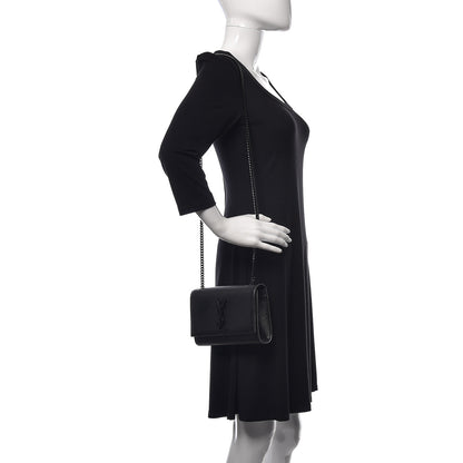Saint Laurent Grain De Poudre Small Monogram Kate Satchel Black 2 of 9