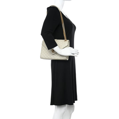 Saint Laurent Grain De Poudre Textured Mixed Matelasse Triquilt Medium Monogram Satchel Crema Soft 3 of 19