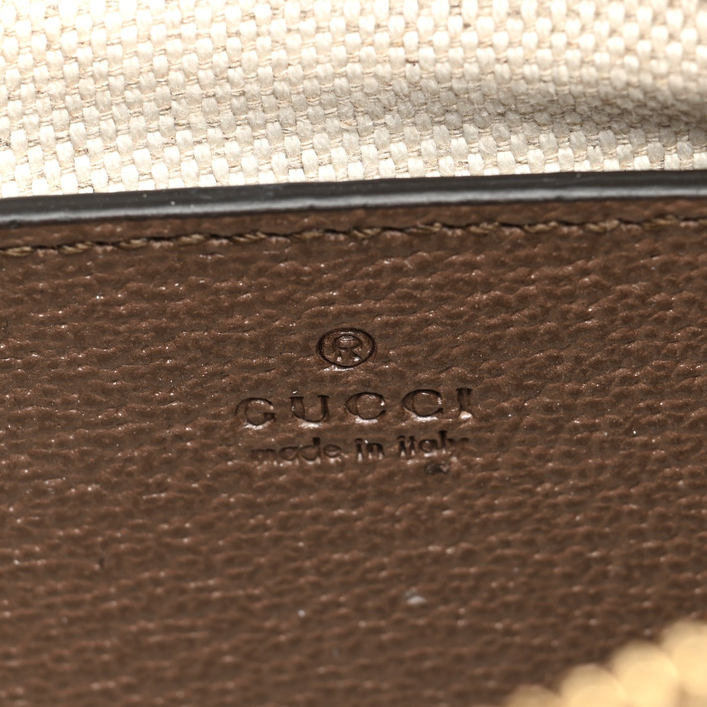 GG Supreme Monogram Textured Dollar Calfskin Mini Ophidia Chain Bag Beige Ebony