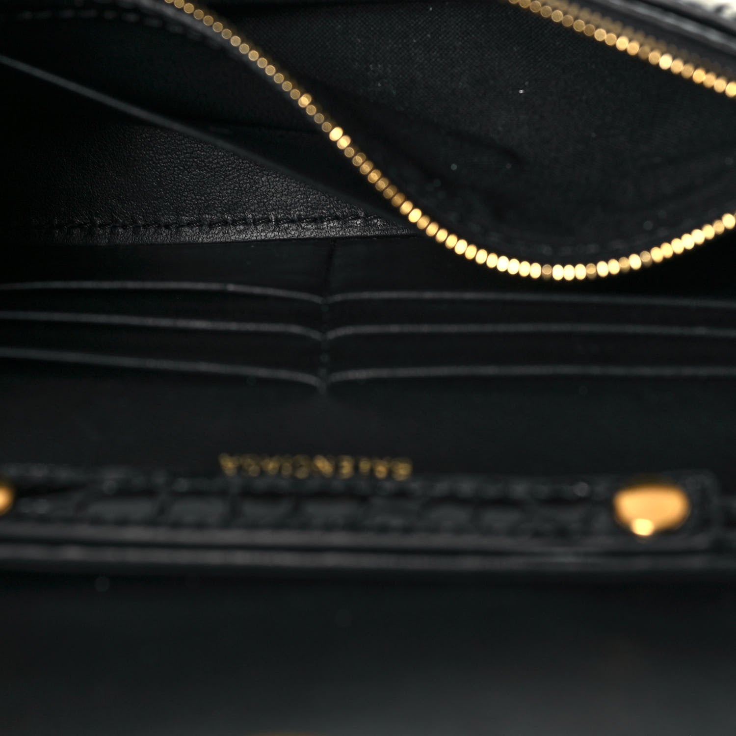 Balenciaga Shiny Calfskin Crocodile Embossed Hourglass Chain Bag Black 4 of 11