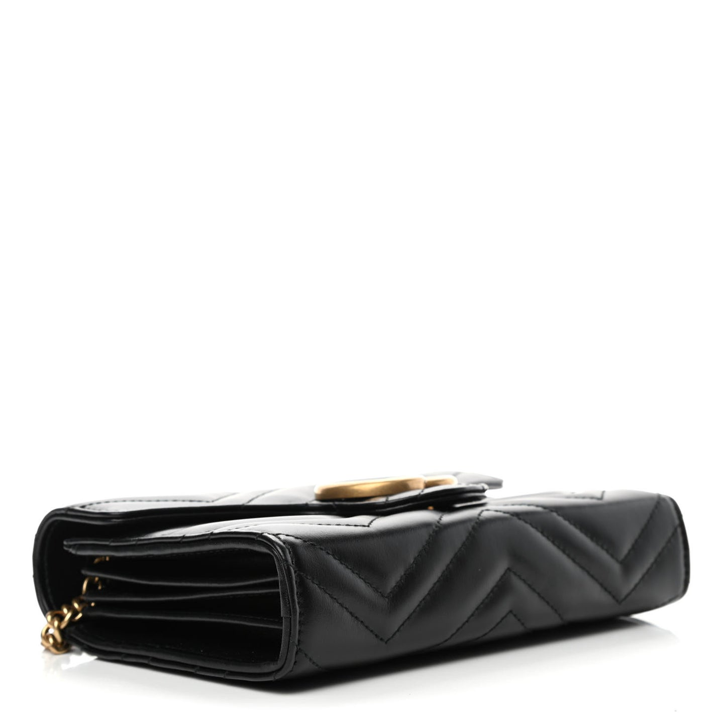 Calfskin Matelasse GG Marmont Chain Wallet Black