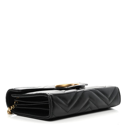 Gucci Calfskin Matelasse GG Marmont Chain Wallet Black 3 of 4