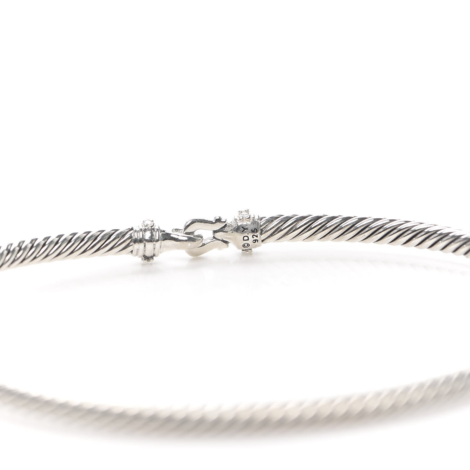 David Yurman Sterling Silver Diamond 3mm Cable Buckle Bracelet 4 of 4