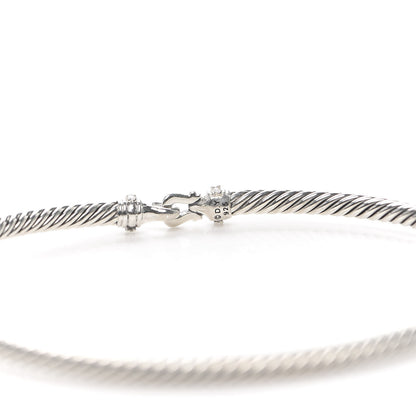 David Yurman Sterling Silver Diamond 3mm Cable Buckle Bracelet 4 of 4