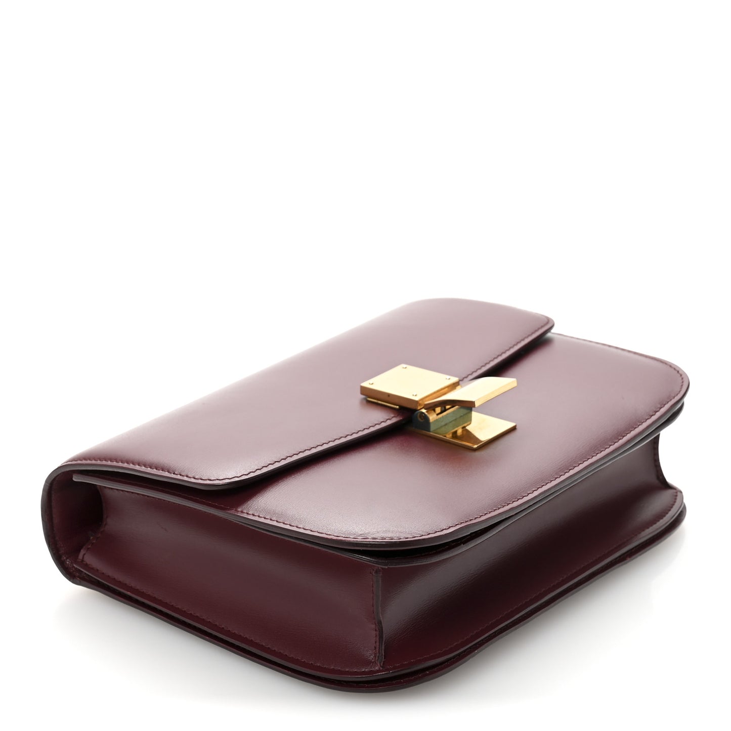 Box Calfskin Medium Classic Box Flap Bag Burgundy