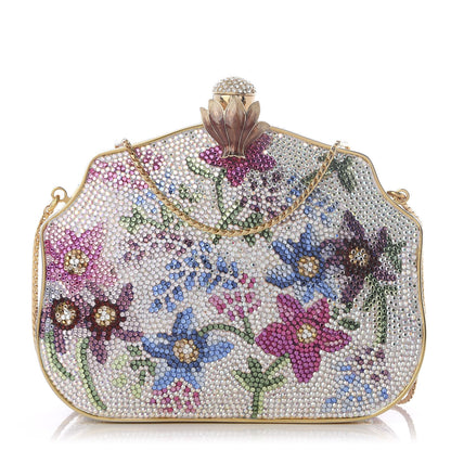 Judith Leiber Swarovski Crystal Flower Minaudiere Clutch Gold 1 of 9